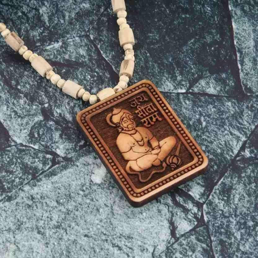 Tulsi Kanthi Mala With Hanuman Pendant for Men Wood Locket Set(Pack Of 1)